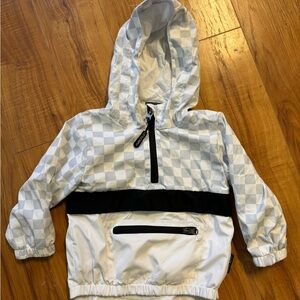 Little Bipsy Checkered Windbreaker Hoodie - White and Black